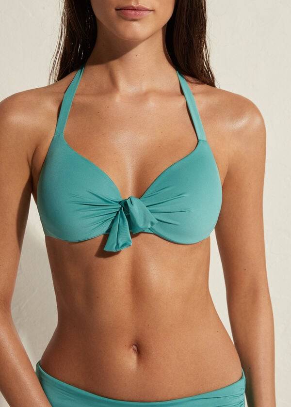 Arriba De Bikini Calzedonia Acolchado Push Up Indonesia Eco Sexy Mujer Turquesa | CL1829SO