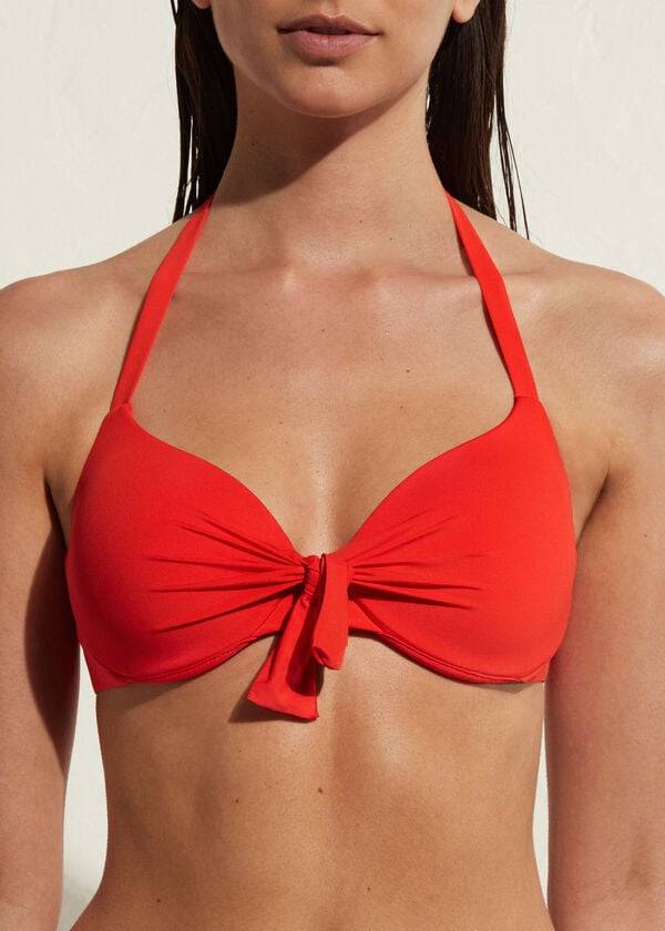 Arriba De Bikini Calzedonia Acolchado Push Up Indonesia Eco Sexy Mujer Rojas | CL1831FM
