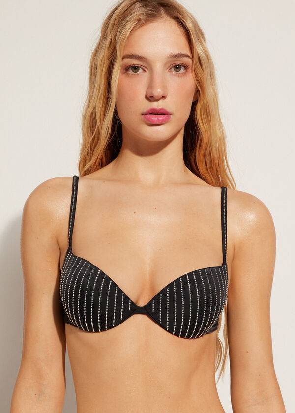 Arriba De Bikini Calzedonia Acolchado Push Up Shanghai Mujer Negras | CL1832GL