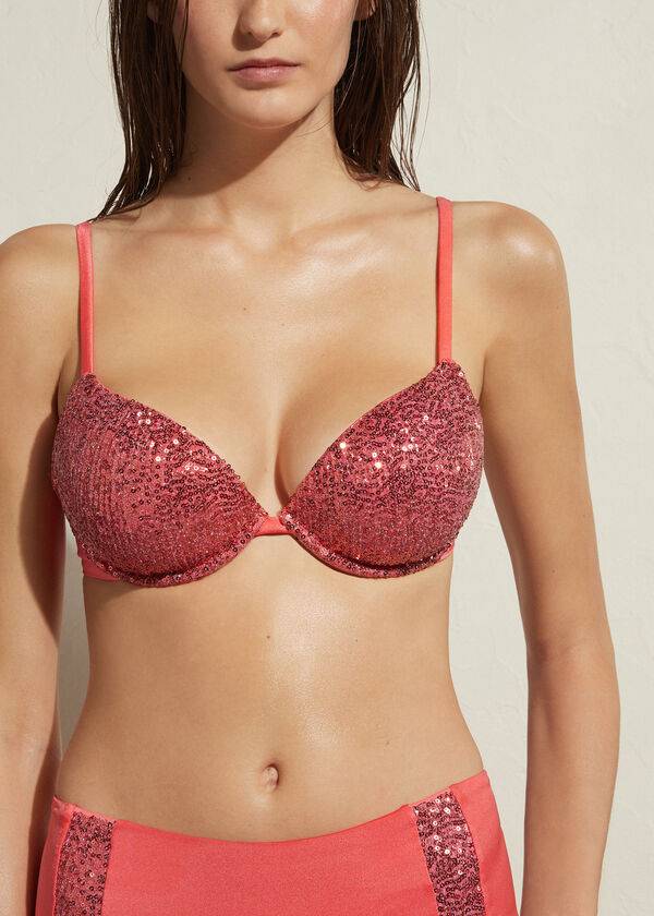 Arriba De Bikini Calzedonia Acolchado Push-Up Cannes Mujer Rosas | CL1838XF
