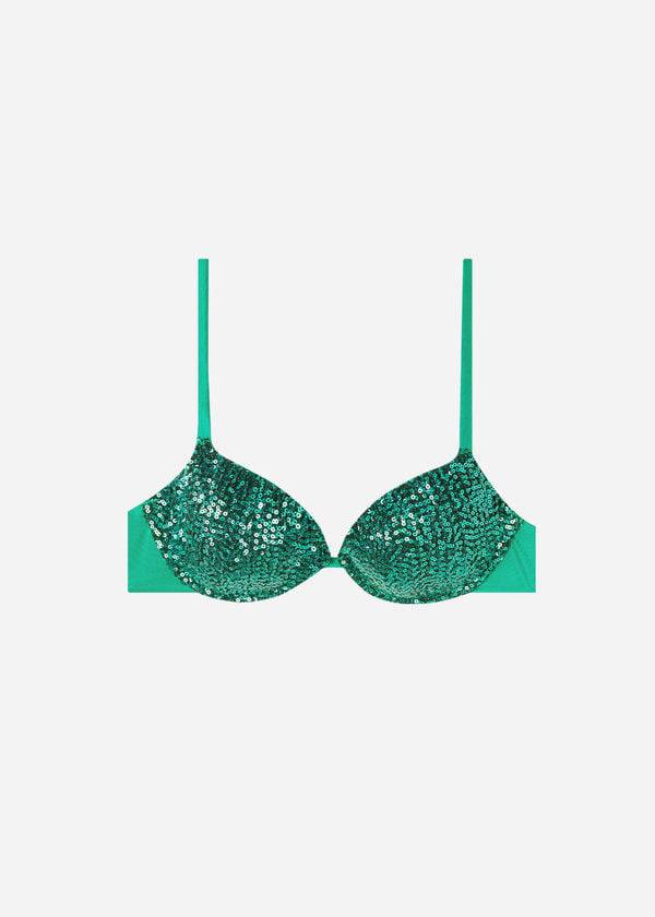 Arriba De Bikini Calzedonia Acolchado Push-Up Cannes Mujer Verde | CL1840VD