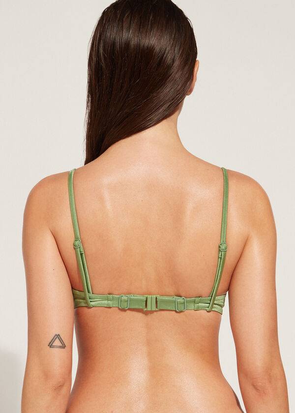 Arriba De Bikini Calzedonia Acolchado Push-Up Cannes rosa Mujer Verde | CL1842NB