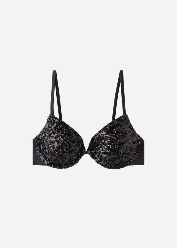 Arriba De Bikini Calzedonia Acolchado Push-Up Cannes rosa Mujer Negras | CL1843MA