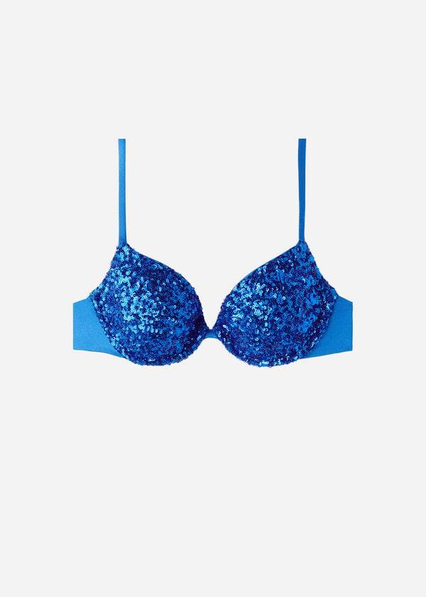 Arriba De Bikini Calzedonia Acolchado Push-Up Cannes rosa Mujer Azules | CL1845WY