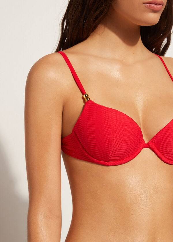 Arriba De Bikini Calzedonia Acolchado Push-Up Casablanca Mujer Rojas | CL1847RW