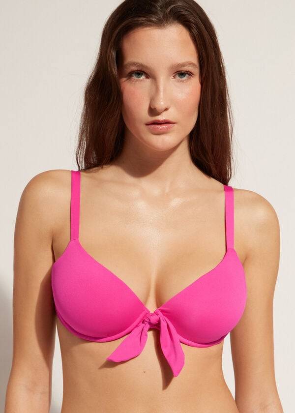 Arriba De Bikini Calzedonia Acolchado Push-Up Indonesia Mujer Rosas | CL1854AP