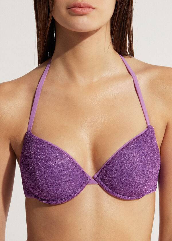 Arriba De Bikini Calzedonia Acolchado Push-Up Las Vegas Mujer Moradas | CL1858GL