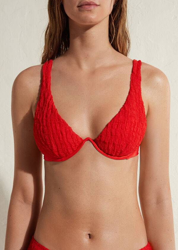 Arriba De Bikini Calzedonia Acolchado Push-up Marrakech Mujer Rojas | CL1863ZG