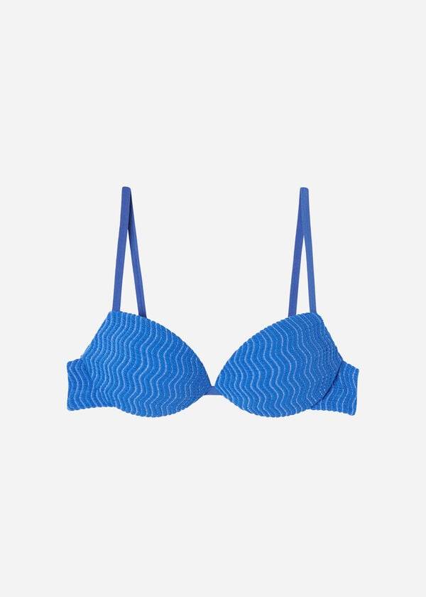 Arriba De Bikini Calzedonia Acolchado Push-Up Mykonos Mujer Azules | CL1869MA