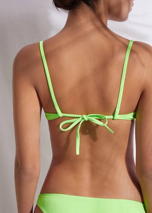 Arriba De Bikini Calzedonia Acolchado Push-up New York Mujer Verde | CL1872EX