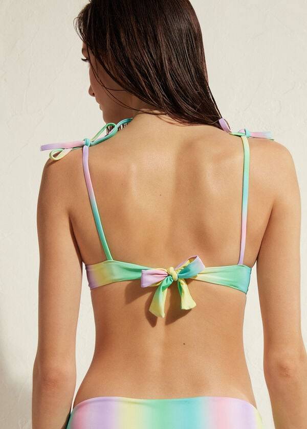 Arriba De Bikini Calzedonia Acolchado Push-Up Panama Mujer Verde Amarillo | CL1874TV