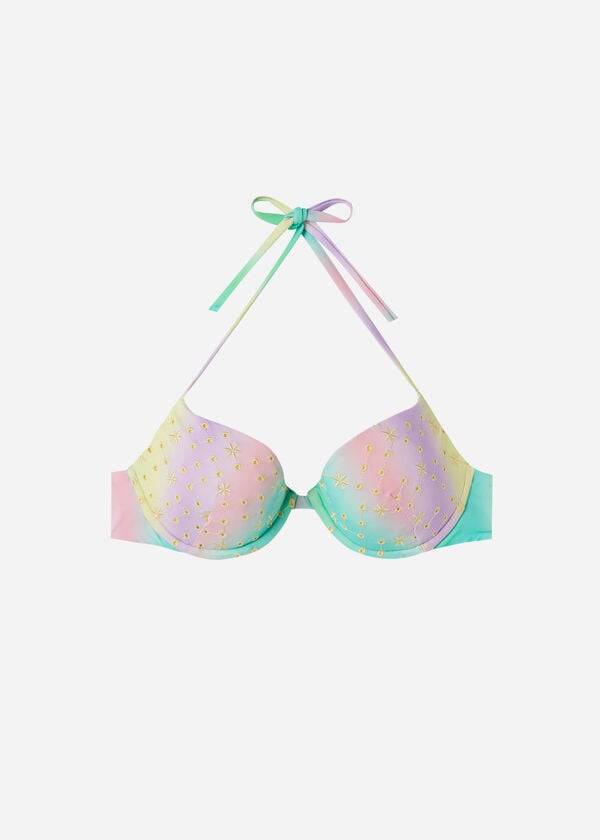 Arriba De Bikini Calzedonia Acolchado Push-Up Panama Mujer Verde Amarillo | CL1874TV