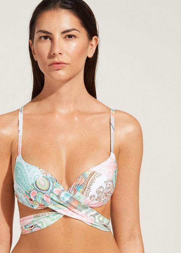 Arriba De Bikini Calzedonia Acolchado Push-Up Saint Tropez Mujer Azules | CL1876UT