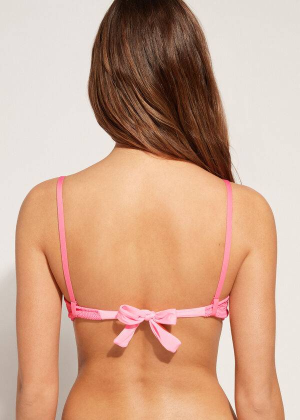 Arriba De Bikini Calzedonia Acolchado Push-Up San Diego Mujer Rosas | CL1877IS