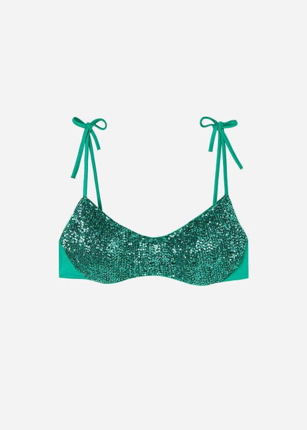 Arriba De Bikini Calzedonia Acolchado Tank-Estilo Cannes Mujer Verde | CL1884GL