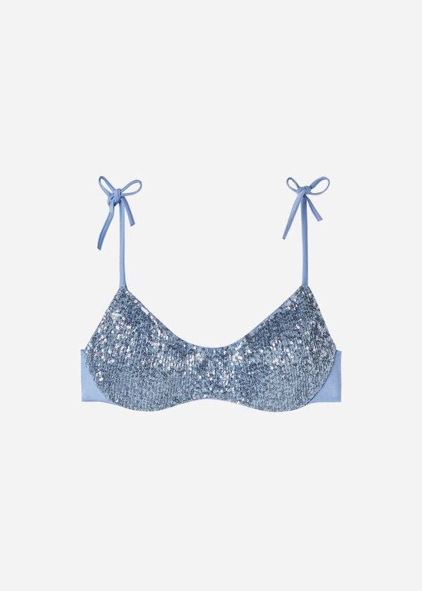 Arriba De Bikini Calzedonia Acolchado Tank-Estilo Cannes Mujer Azules | CL1885HK