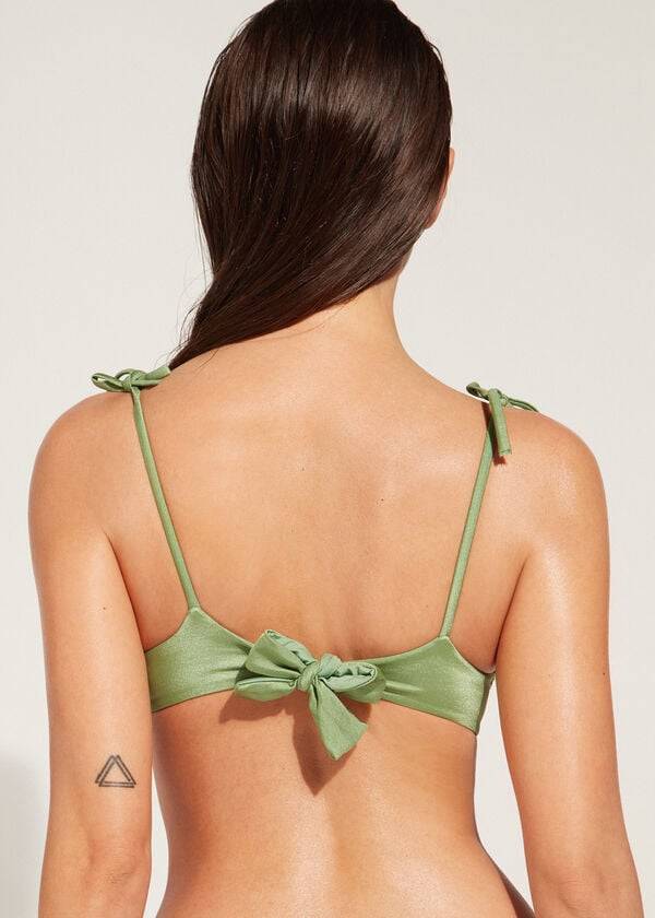 Arriba De Bikini Calzedonia Acolchado Tank-Estilo Cannes rosa Mujer Verde | CL1887KI