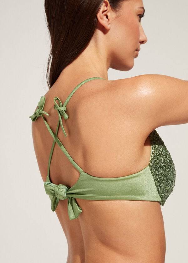 Arriba De Bikini Calzedonia Acolchado Tank-Estilo Cannes rosa Mujer Verde | CL1887KI