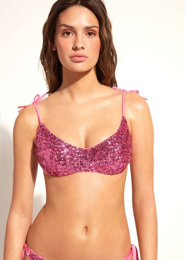 Arriba De Bikini Calzedonia Acolchado Tank-Estilo Cannes rosa Mujer Rosas | CL1889ZG