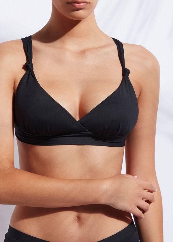 Arriba De Bikini Calzedonia Acolchado Triangle Indonesia Mujer Negras | CL1901YU