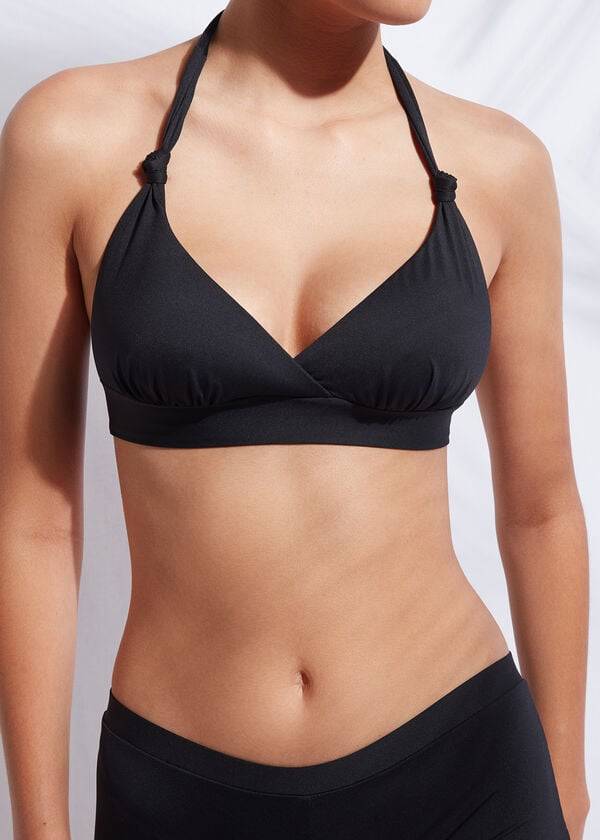 Arriba De Bikini Calzedonia Acolchado Triangle Indonesia Mujer Negras | CL1901YU