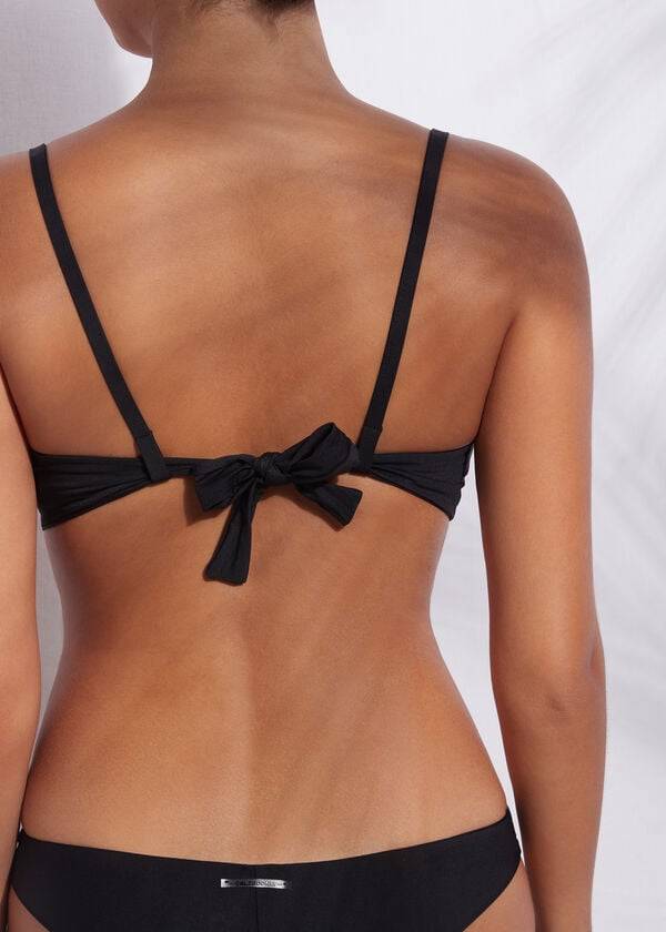 Arriba De Bikini Calzedonia Acolchado Triangle Indonesia Mujer Negras | CL1903IS