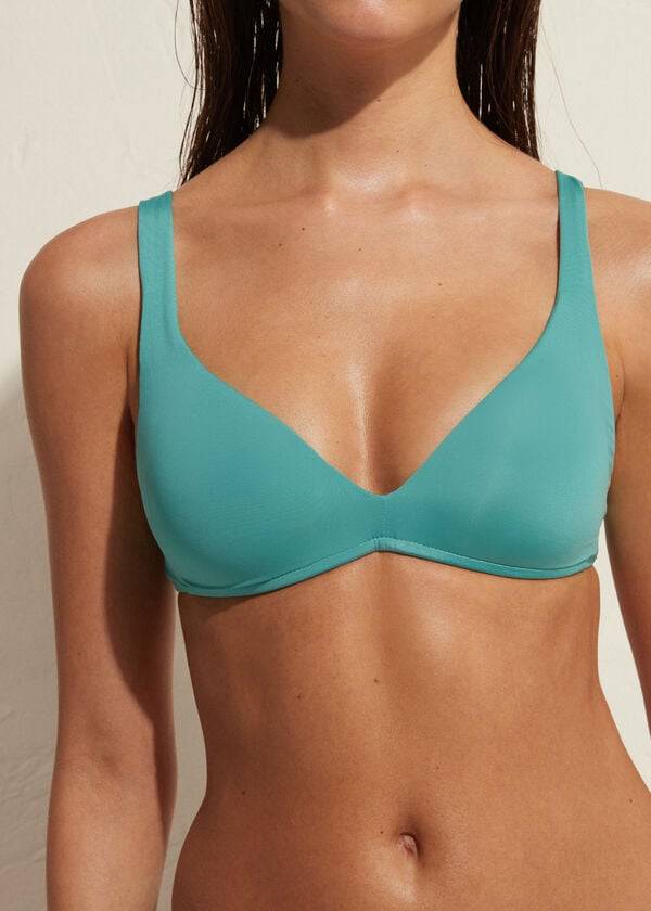 Arriba De Bikini Calzedonia Acolchado Triangle Indonesia Eco Mujer Turquesa | CL1905PQ