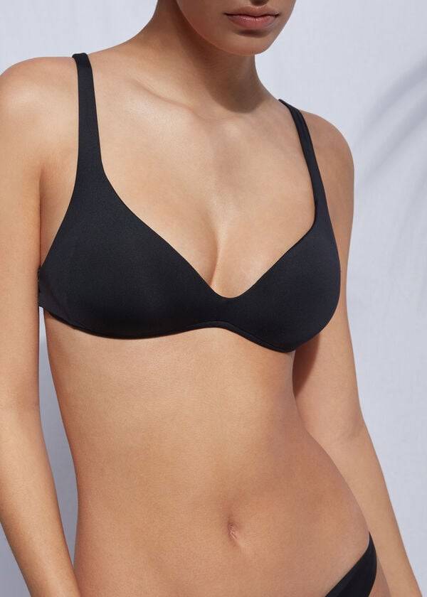 Arriba De Bikini Calzedonia Acolchado Triangle Indonesia Eco leo Mujer Negras | CL1913KI