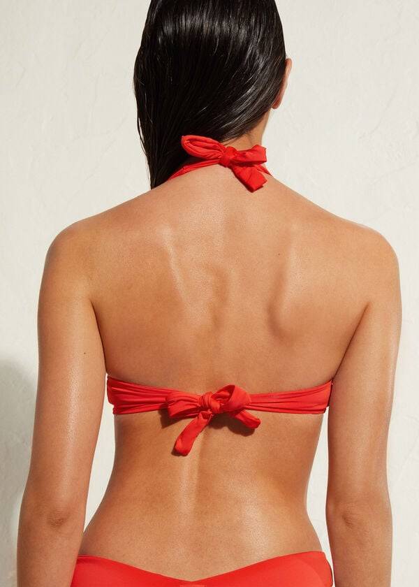 Arriba De Bikini Calzedonia Acolchado Triangle Indonesia Eco rise Mujer Rojas | CL1915ZG