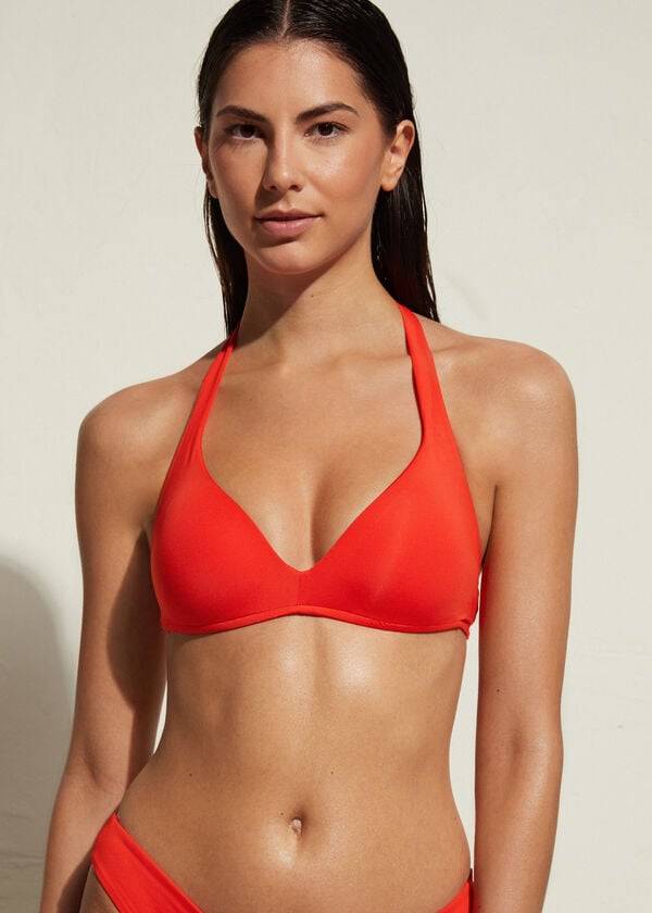 Arriba De Bikini Calzedonia Acolchado Triangle Indonesia Eco rise Mujer Rojas | CL1915ZG