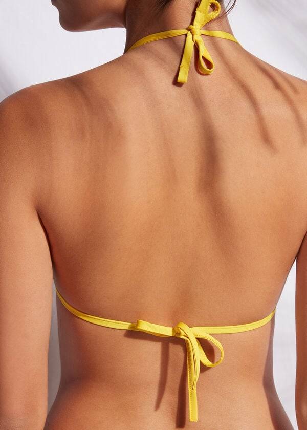 Arriba De Bikini Calzedonia Acolchado Triangle Indonesia Eco rise Mujer Amarillo | CL1919BC