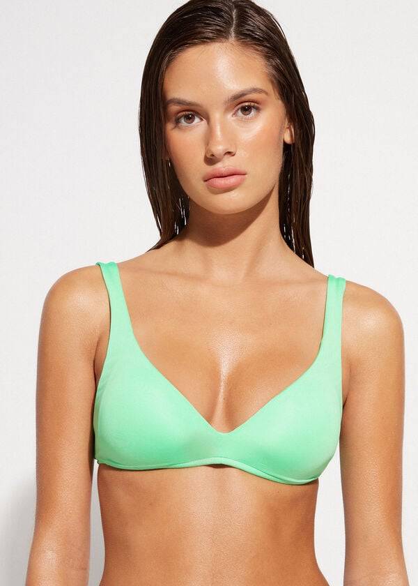 Arriba De Bikini Calzedonia Acolchado Triangle Indonesia Eco rosa Mujer Verde Menta | CL1922QZ