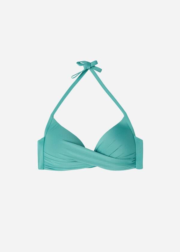 Arriba De Bikini Calzedonia Acolchado Triangle Indonesia Eco strass Mujer Turquesa | CL1925RW