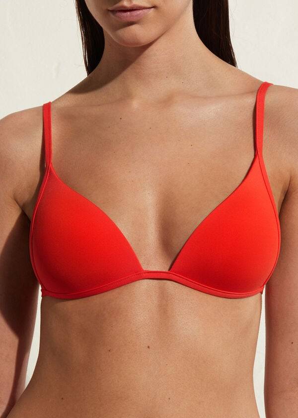 Arriba De Bikini Calzedonia Acolchado Triangle Indonesia Eco strass Mujer Rojas | CL1927YU