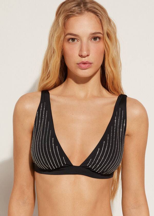 Arriba De Bikini Calzedonia Acolchado Triangle Shanghai Mujer Negras | CL1934DN