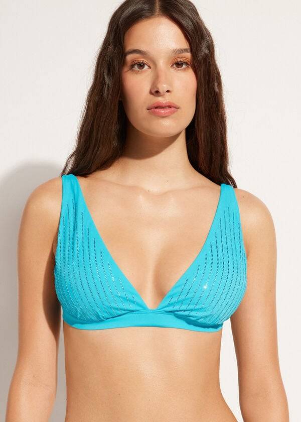 Arriba De Bikini Calzedonia Acolchado Triangle Shanghai Mujer Turquesa | CL1936GL
