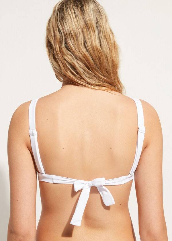 Arriba De Bikini Calzedonia Acolchado Triangle Shanghai Mujer Blancas | CL1937HK