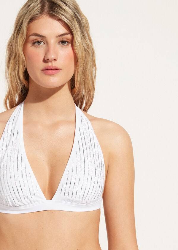 Arriba De Bikini Calzedonia Acolchado Triangle Shanghai Mujer Blancas | CL1937HK