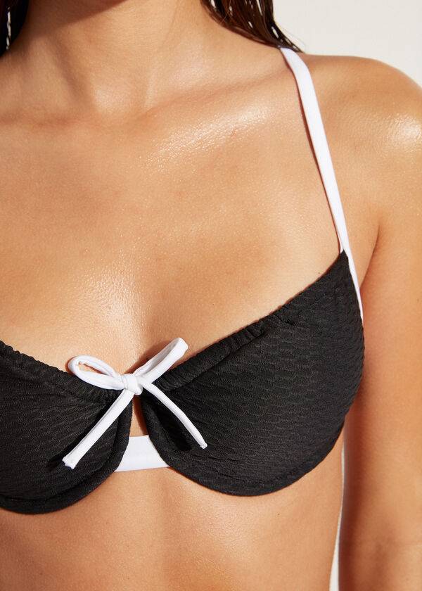 Arriba De Bikini Calzedonia Balconette Coimbra Mujer Negras Blancas | CL1663WY