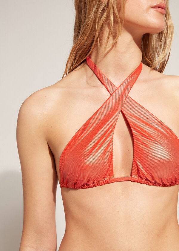Arriba De Bikini Calzedonia Bandeau Antigua Mujer Coral Naranjas | CL1685BC