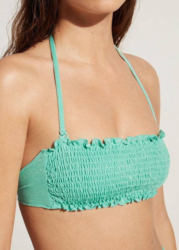 Arriba De Bikini Calzedonia Bandeau Formentera Mujer Verde | CL1689WY