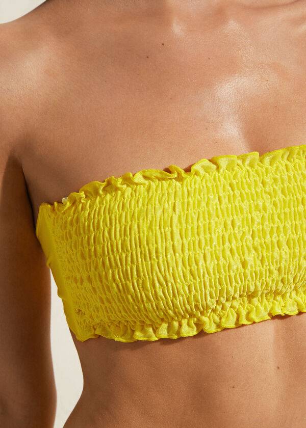Arriba De Bikini Calzedonia Bandeau Formentera Mujer Amarillo | CL1691RW