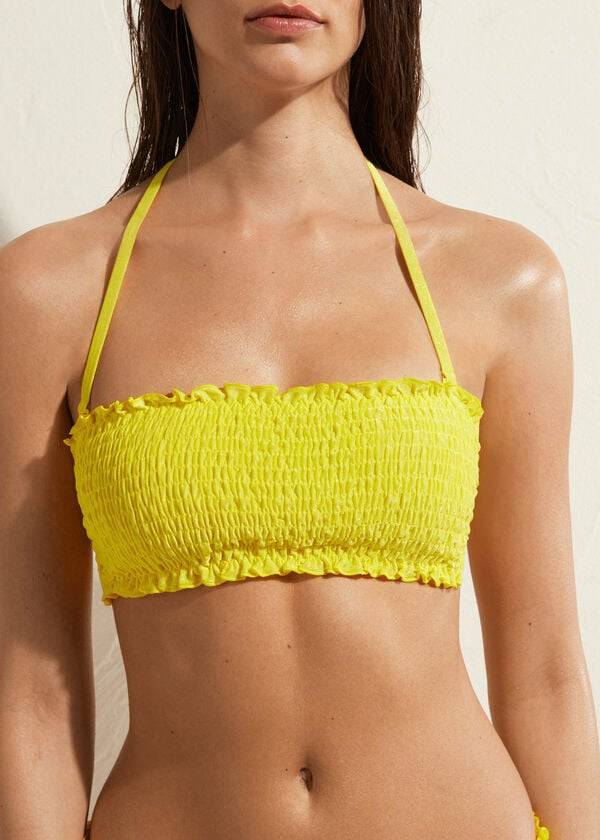 Arriba De Bikini Calzedonia Bandeau Formentera Mujer Amarillo | CL1691RW