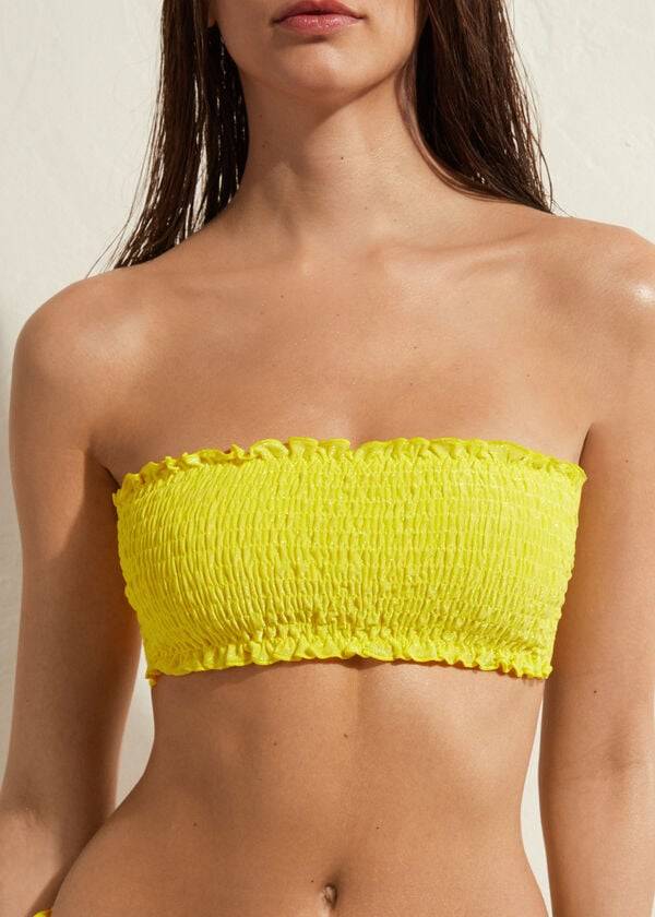 Arriba De Bikini Calzedonia Bandeau Formentera Mujer Amarillo | CL1691RW