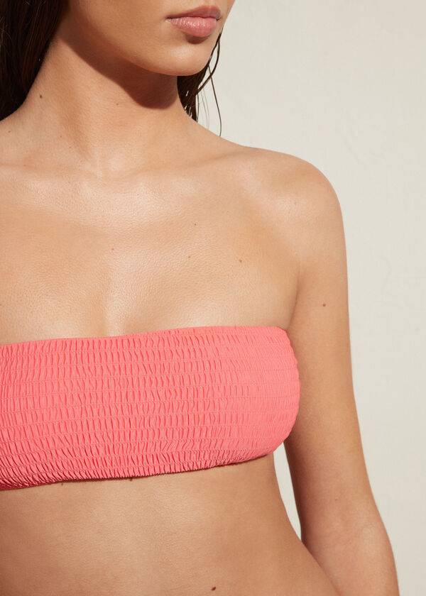 Arriba De Bikini Calzedonia Bandeau Lanzarote Mujer Rosas | CL1693YU