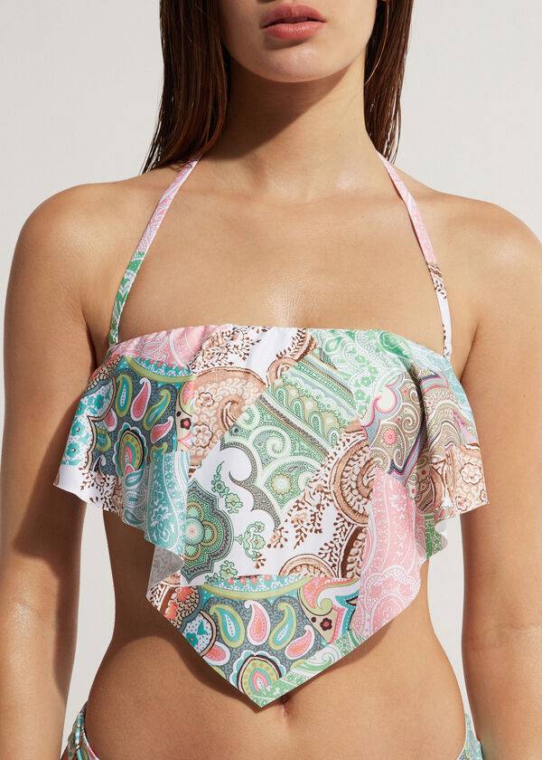 Arriba De Bikini Calzedonia Bandeau Saint Tropez Mujer Turquesa | CL1697PQ