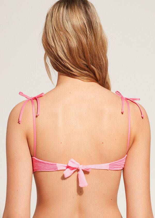 Arriba De Bikini Calzedonia Crinkled Tank-Estilo San Diego Mujer Rosas | CL1703HK