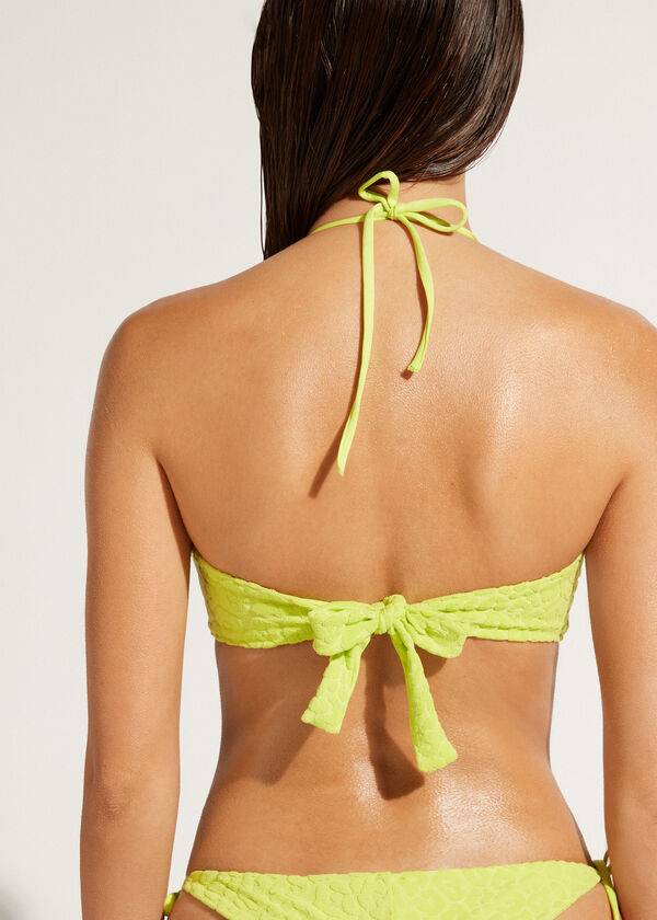 Arriba De Bikini Calzedonia Drawstring Bandeau Bangkok Mujer Verde | CL1708XF