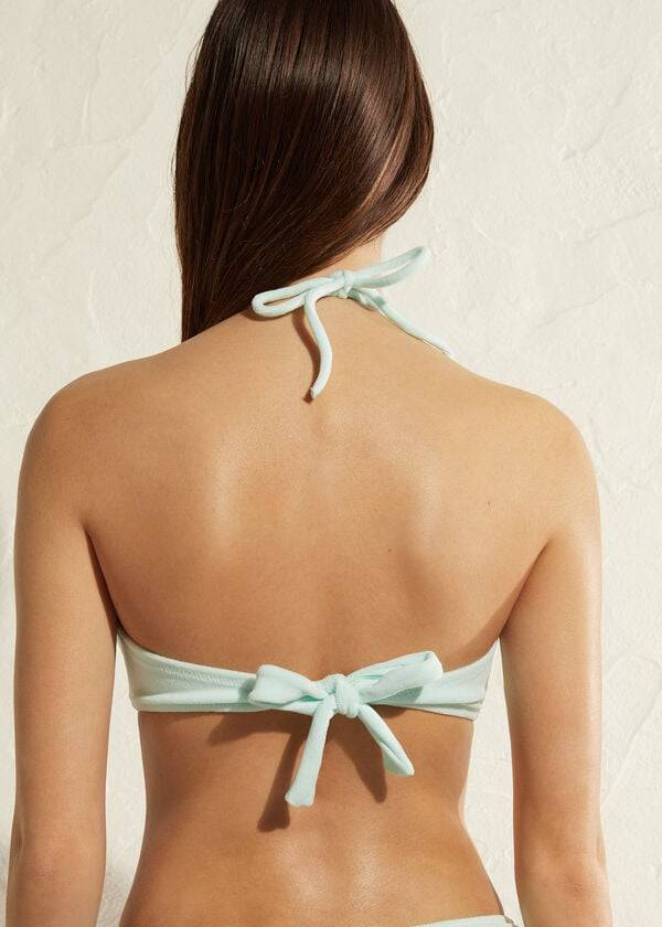 Arriba De Bikini Calzedonia Drawstring Bandeau Beverly Hills Eco Mujer Azules | CL1710VD