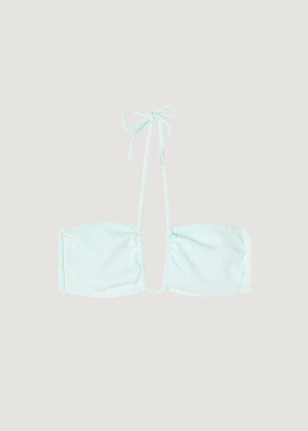 Arriba De Bikini Calzedonia Drawstring Bandeau Beverly Hills Eco Mujer Azules | CL1710VD
